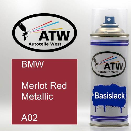 BMW, Merlot Red Metallic, A02: 400ml Sprühdose, von ATW Autoteile West.